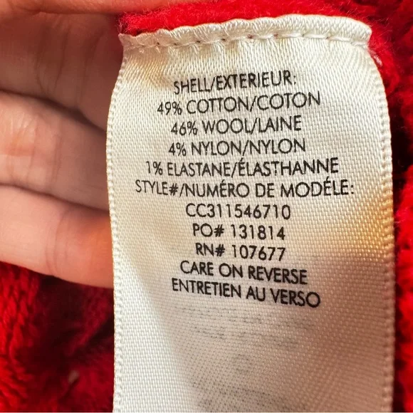 Alice + Olivia Bright Ruby Red Allene Cable Stitch Chunky Wool Sweater Sz. SP - Picture 10 of 11